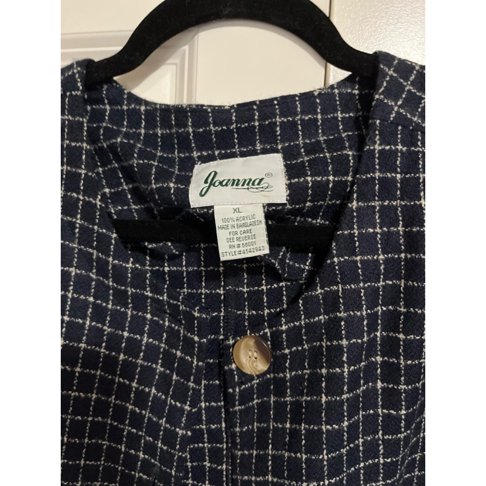 Joanna Vintage Plaid Blazer Jacket Blue XL - Picture 8 of 8